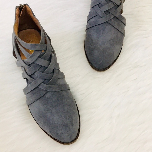 NEW! Aspen Smoke Blue Vegan Leather Strap Booties - Picture 3 of 8